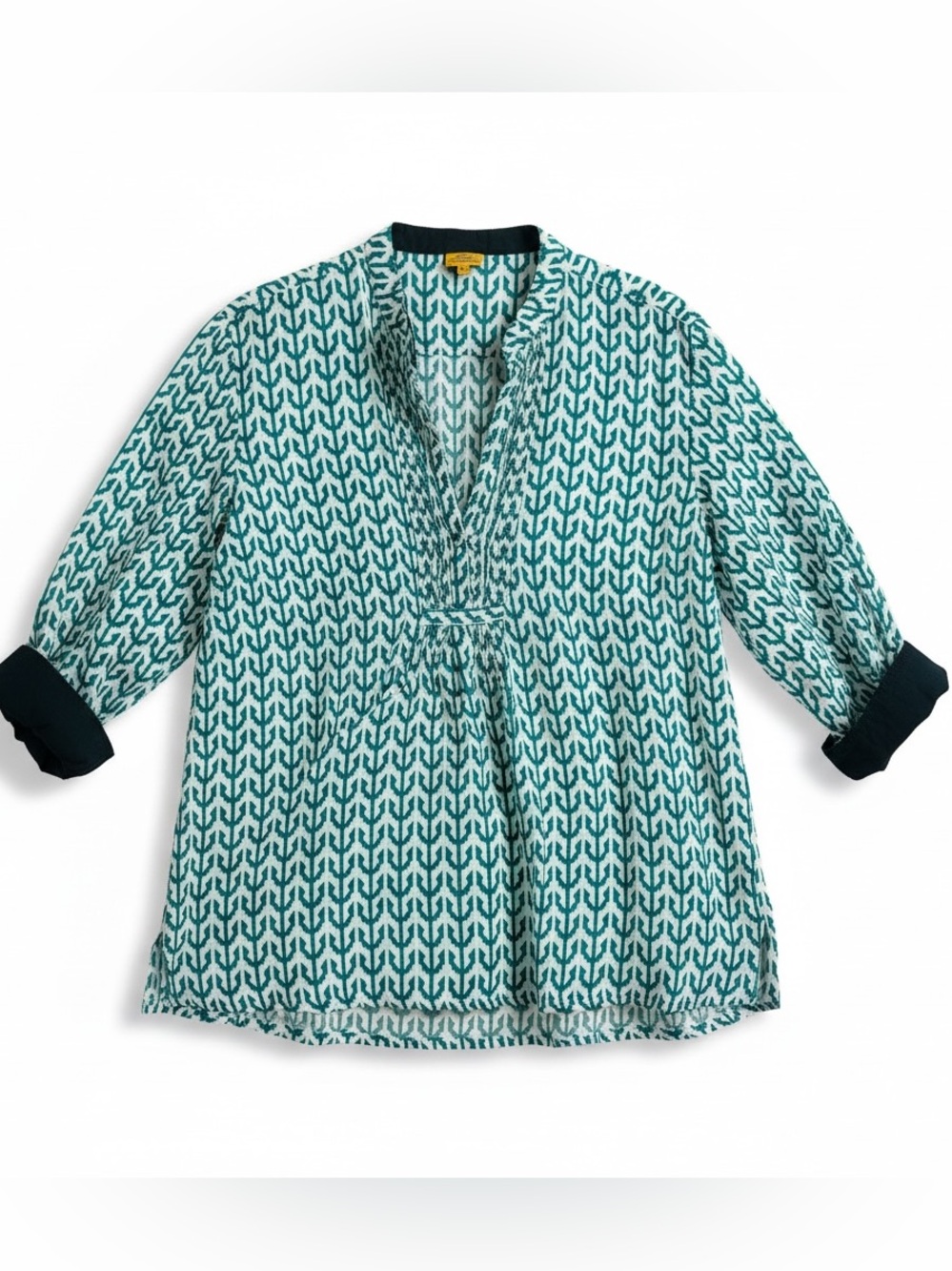 Roberta Roller Rabbit 💯 Cotton Patterned V-Neck Pullover Tunic Blouse